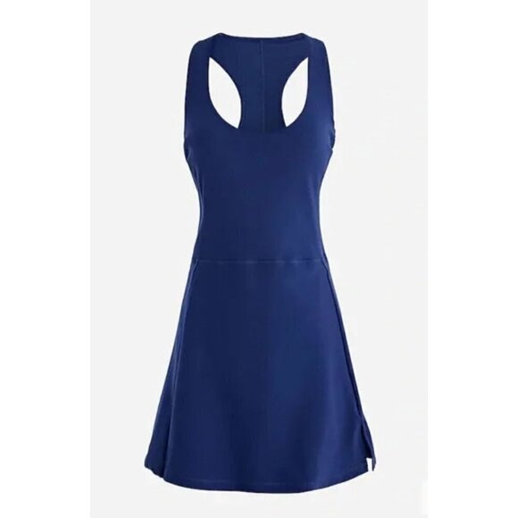 New J Crew Size S CloudStretch Side Slit Sports Dress Mediterranean Navy BP015 - Picture 1 of 13